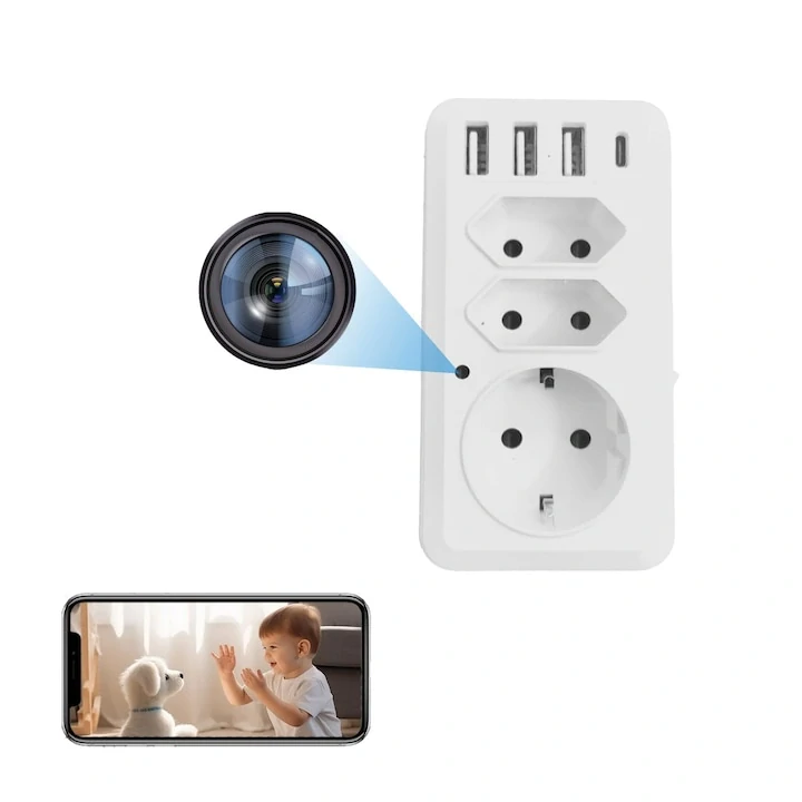 Skrytá 4K WiFi kamera v adaptéru do zásuvky - X-PS2