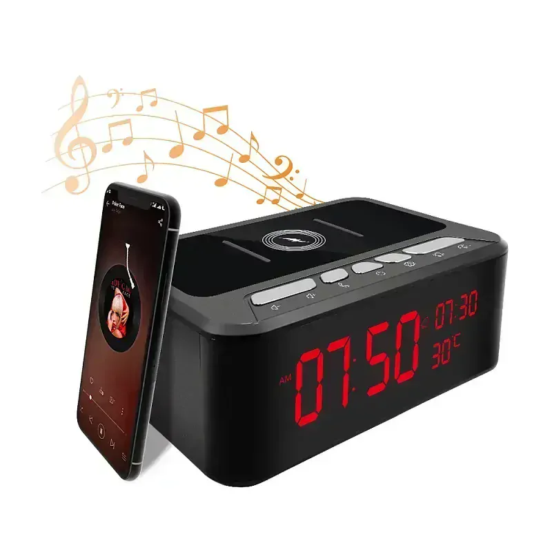 Budík s IP kamerou, bluetooth reproduktorem a bezdrátovým dobíjením - IP019