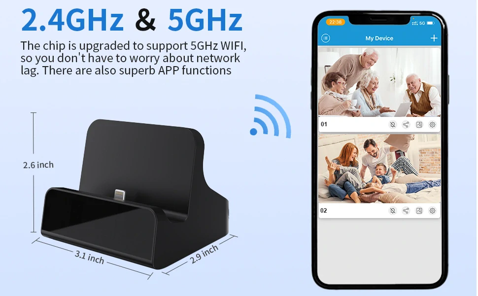 Nabíječka s USB-C konektorem a skrytou 2K WiFi kamerou - DC100Pro