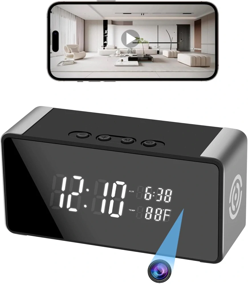 Skrytá 4K WiFi kamera v budíku - KP06