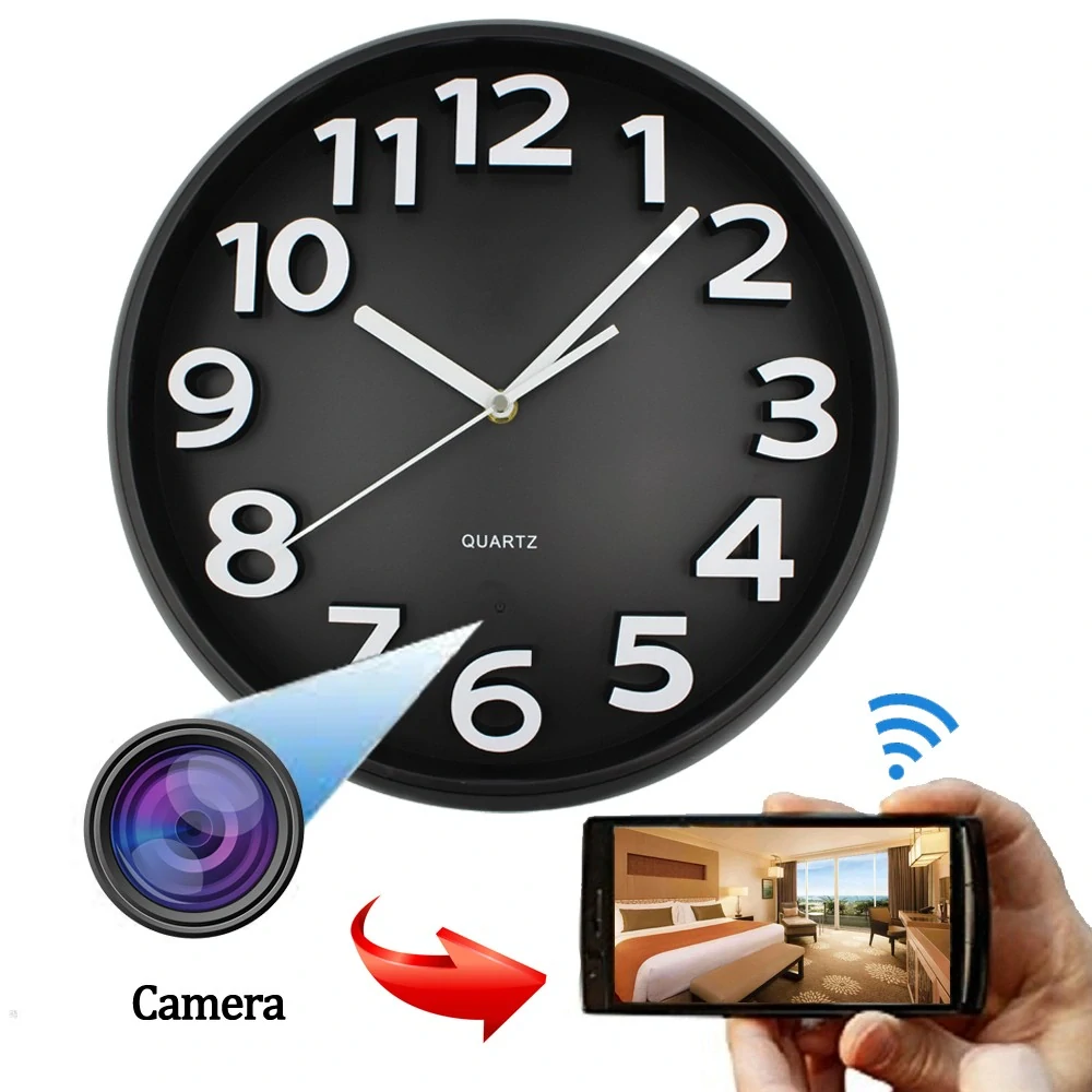 Nástěnné hodiny se skrytou Full HD WiFi kamerou - C8