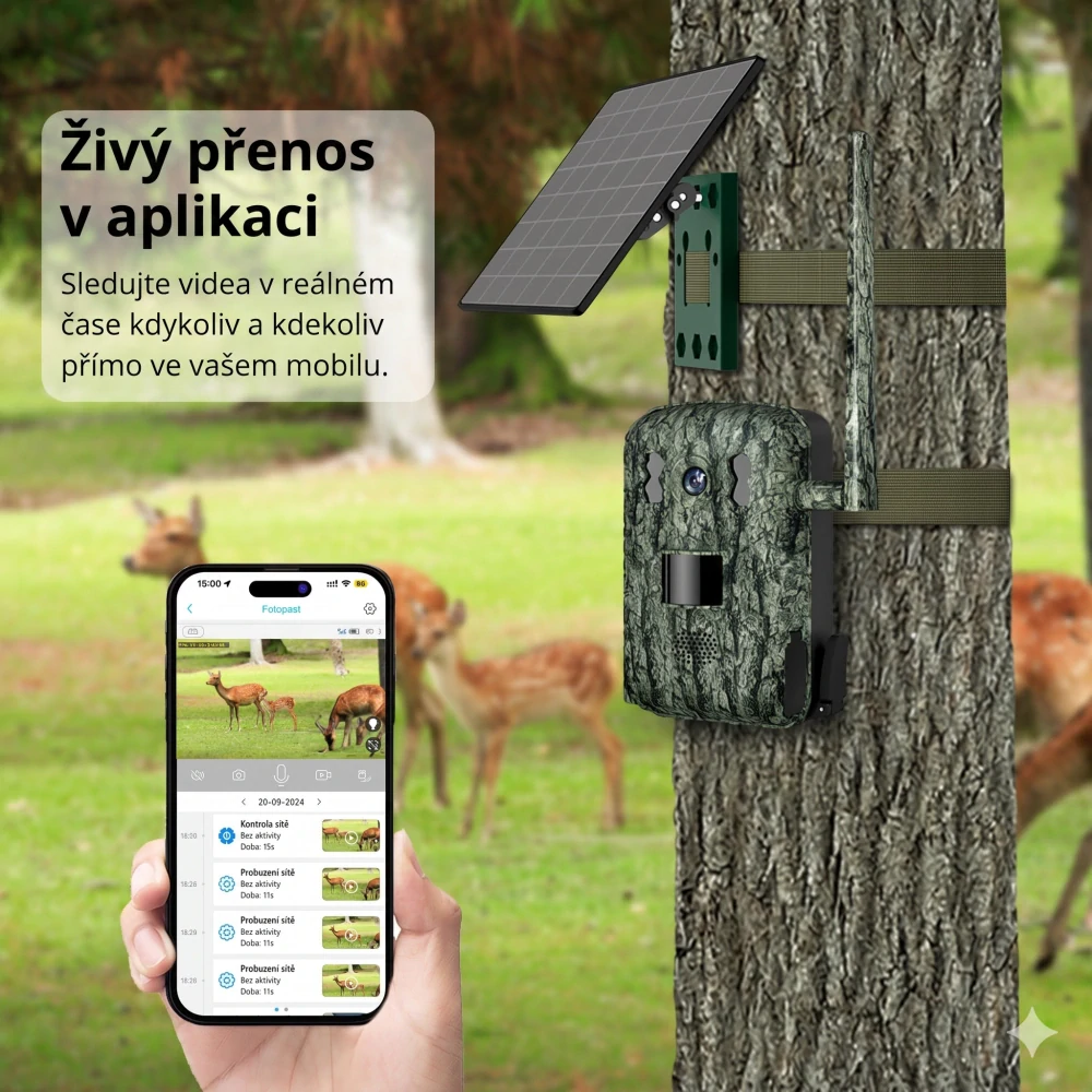 Kamerová 4G fotopast s 2K rozlišením a solárním panelem - A6