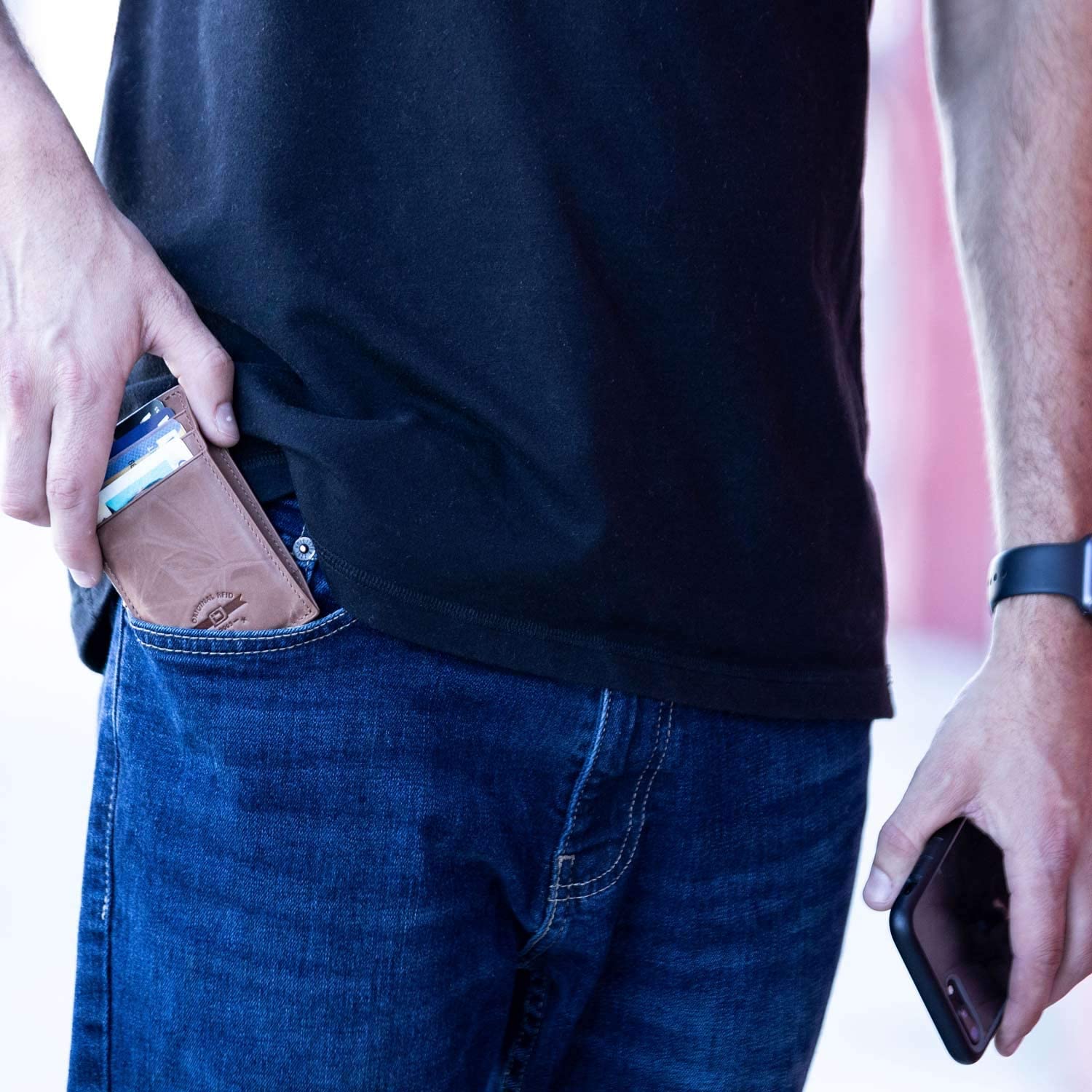 Ultra slim RFID kožená peněženka s otvírákem a klipem na bankovky