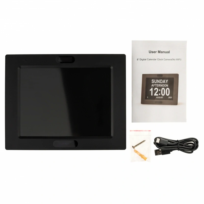 Digitální fotorámeček s hodinami a skrytou 2K kamerou - C20