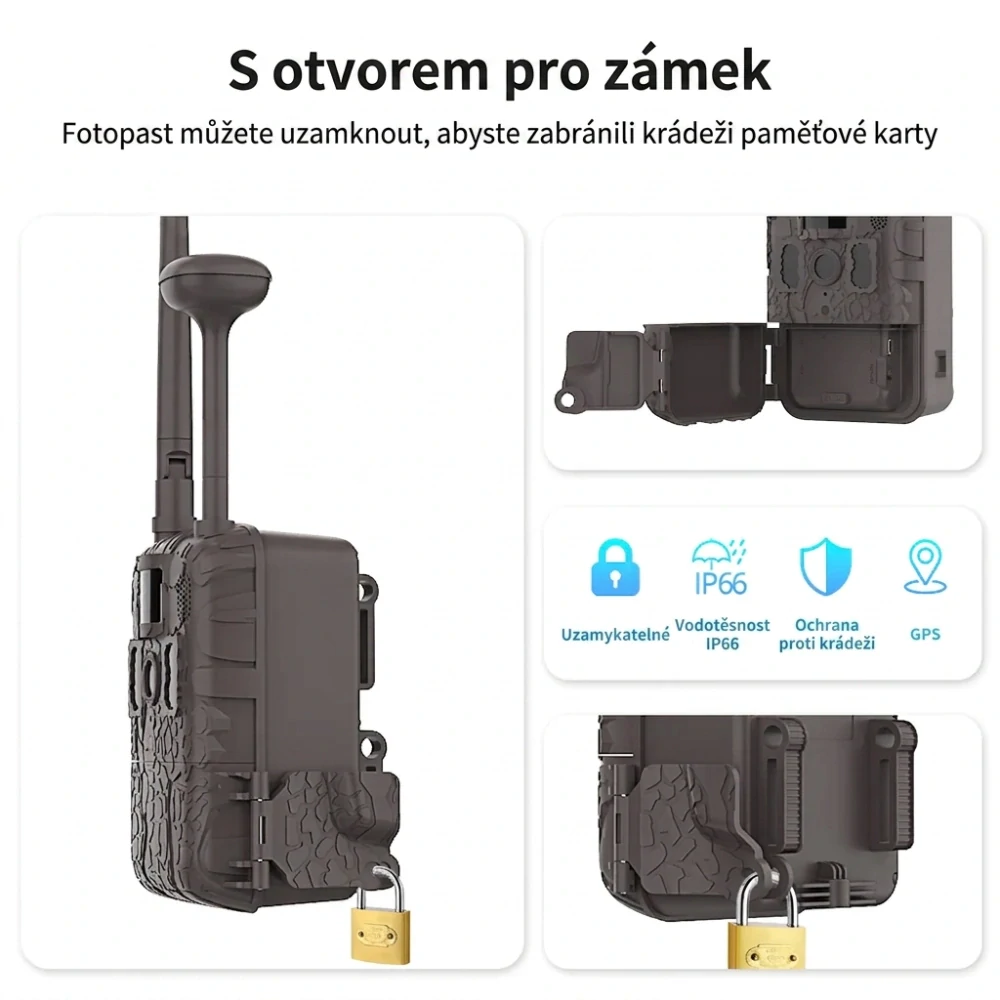 Kamerová 4G fotopast s 2K rozlišením, GPS lokalizací a solárním panelem - T6