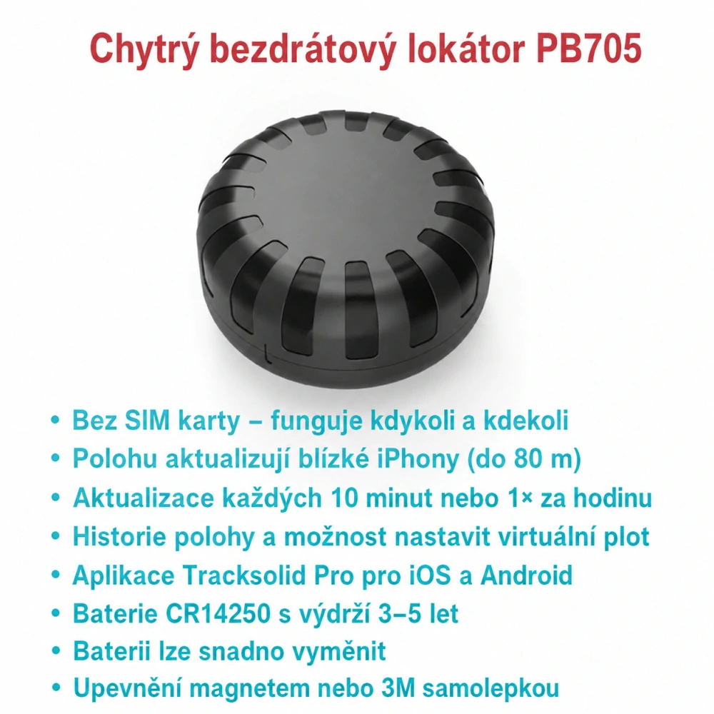 Vodotěsný magnetický lokalizační tag / lokátor s výdrží až 5 let - PB705
