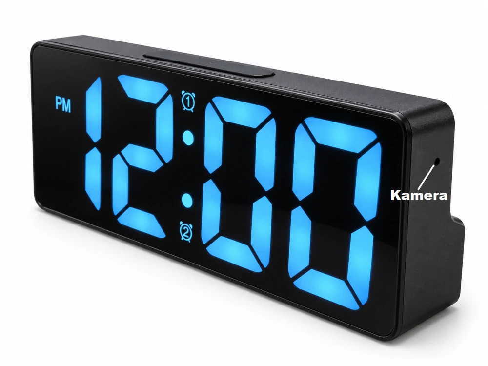 Digitální hodiny s budíkem a skrytou Full HD WiFi kamerou - AC808