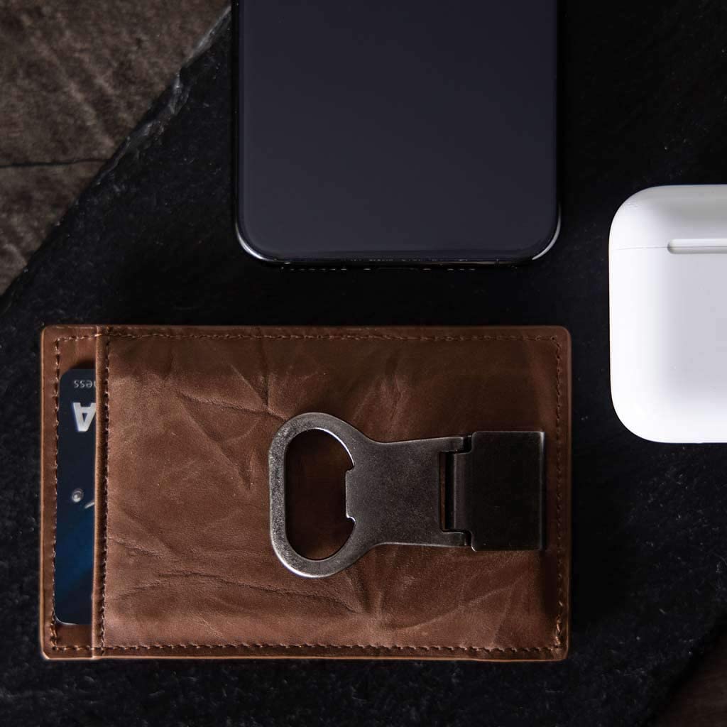 Ultra slim RFID kožená peněženka s otvírákem a klipem na bankovky