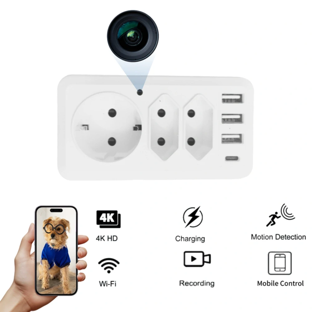 Skrytá 4K WiFi kamera v adaptéru do zásuvky - X-PS2