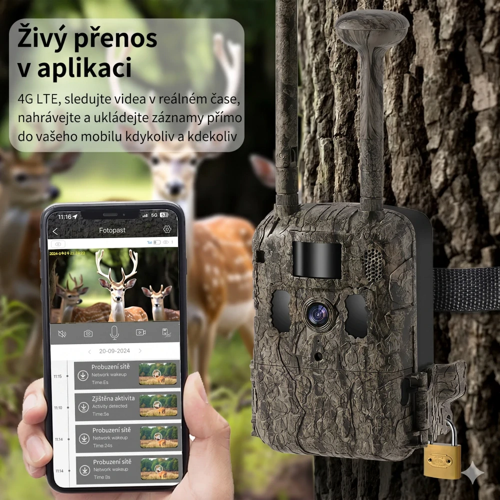Kamerová 4G fotopast s 2K rozlišením, GPS lokalizací a solárním panelem - T6