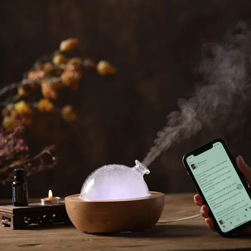 Dřevěný aroma difuzér s bluetooth reproduktorem a IP odposlechem Hompp