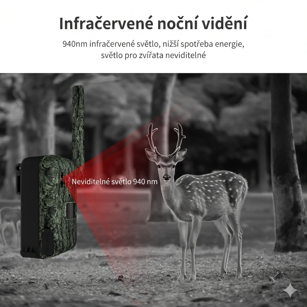 Kamerová 4G fotopast s 2K rozlišením a solárním panelem - A6