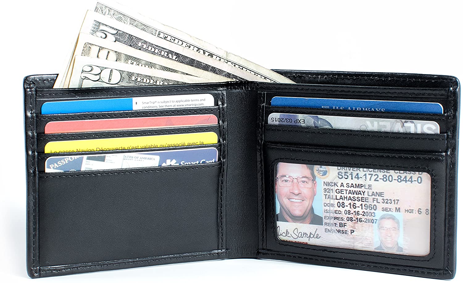 RFID stínící peněžeka - nylon / kůže