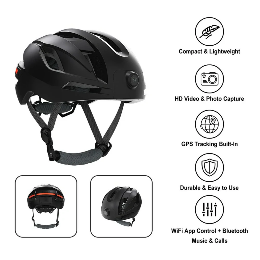 Multifunkční cyklistická helma se zabudovanou WiFi kamerou, handsfree a světlem - RAW3